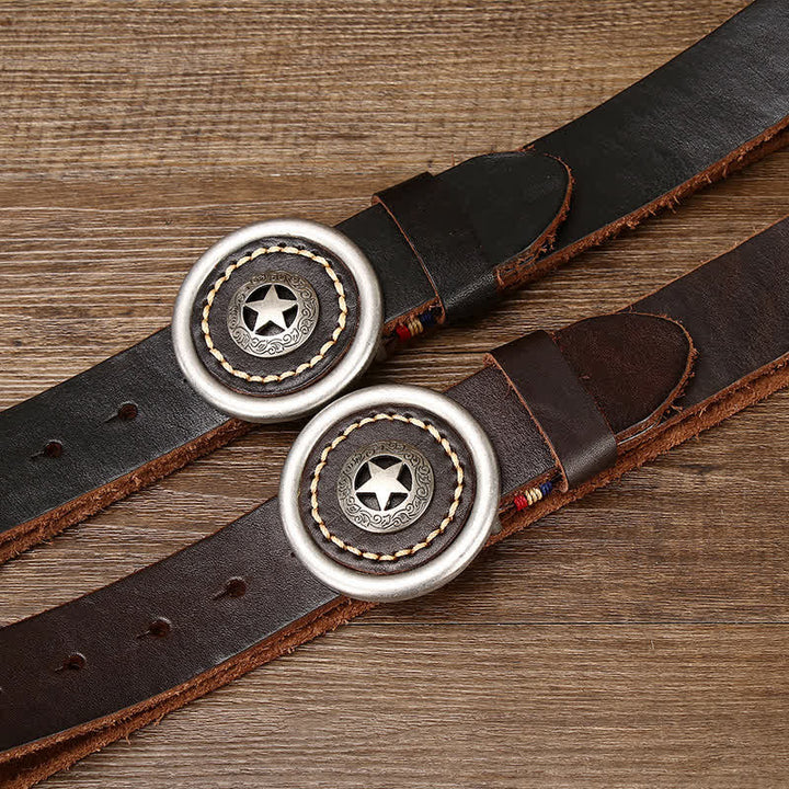 Ceinture en cuir épais vintage Pentacle pour homme