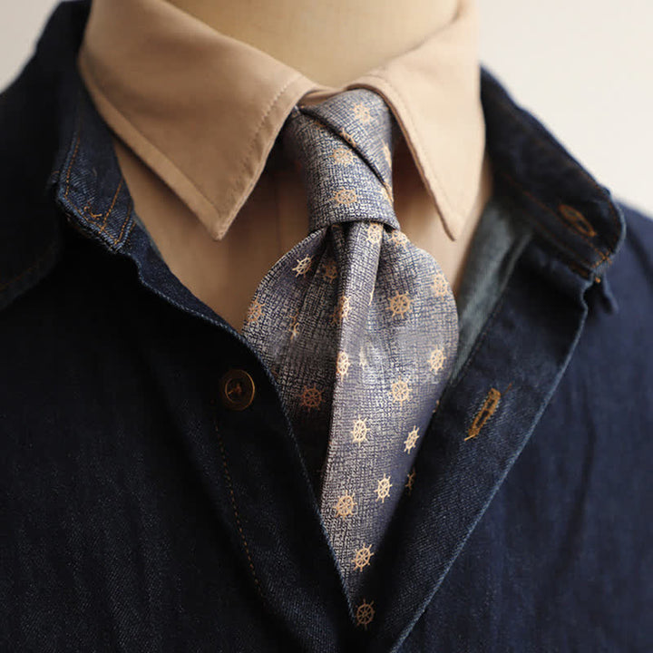 Cravate de navigation pour homme avec ancre de bateau et barre