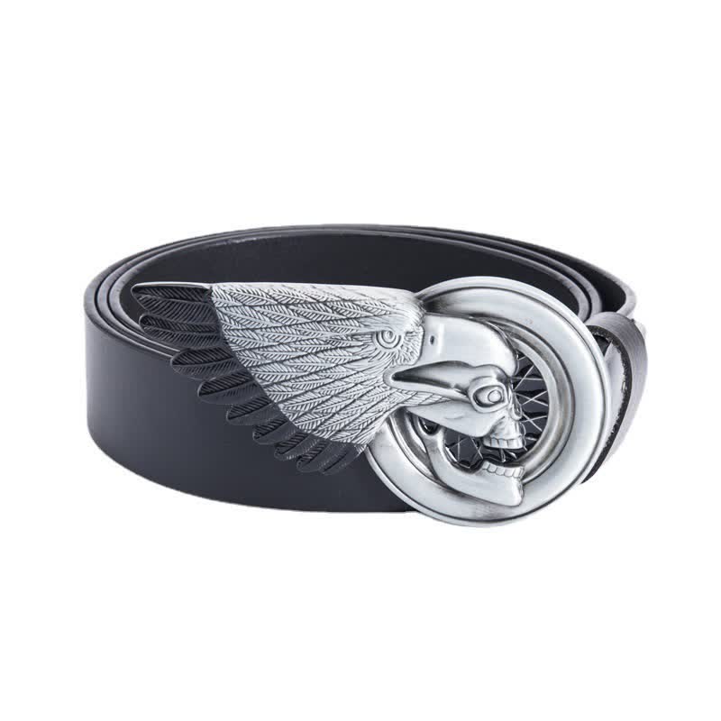 Ceinture en cuir gothique pour homme avec tête de mort et aigle