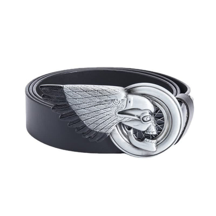 Ceinture en cuir gothique pour homme avec tête de mort et aigle
