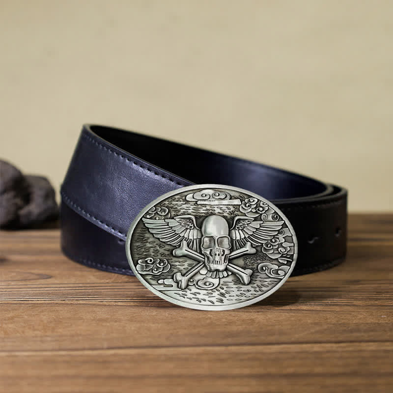 Ceinture en cuir avec boucle créative pour porte-bière en forme d'ange et de crâne pour homme