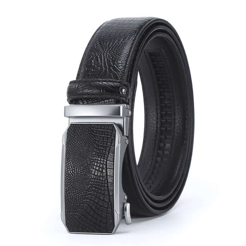 Ceinture en cuir de luxe à motif peau de crocodile pour homme