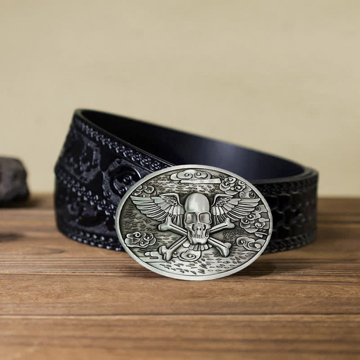 Ceinture en cuir avec boucle créative pour porte-bière en forme d'ange et de crâne pour homme