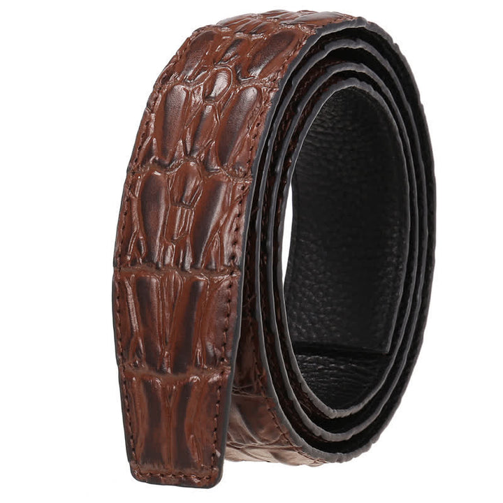 Ceinture en cuir imprimé crocodile à boucle automatique creuse pour homme