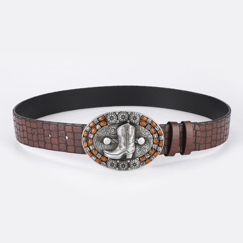 Ceinture en cuir et perles en bois pour bottes de cowboy pour hommes