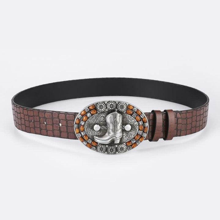 Ceinture en cuir et perles en bois pour bottes de cowboy pour hommes