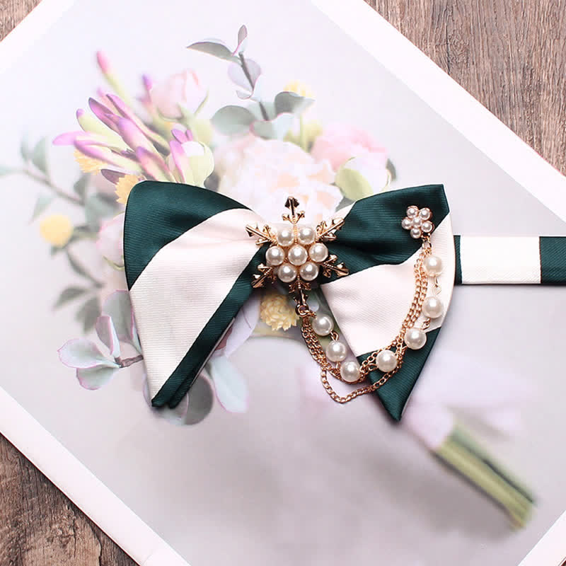 Nœud papillon surdimensionné à rayures et perles pour homme