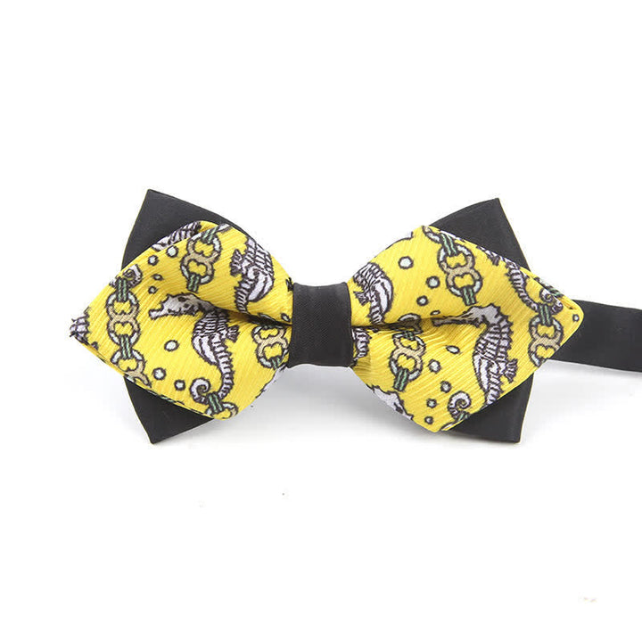 Nœud papillon pointu pour homme avec motif hippocampe