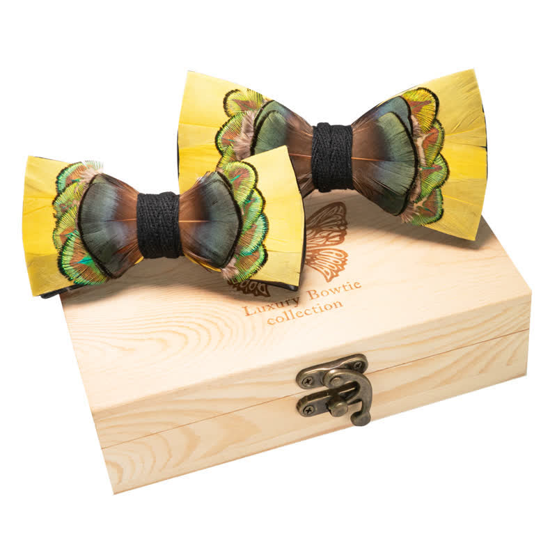 Lot de 2 nœuds papillon lumineux jaunes et verts pour parent-enfant