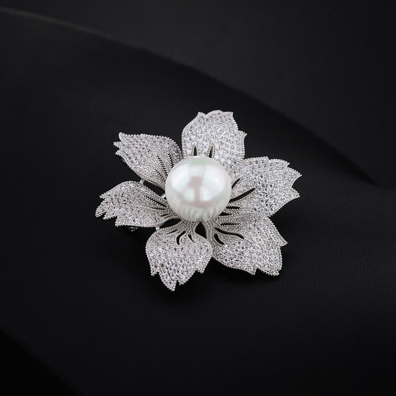 Broche Bauhinia de luxe en perles brillantes pour femme