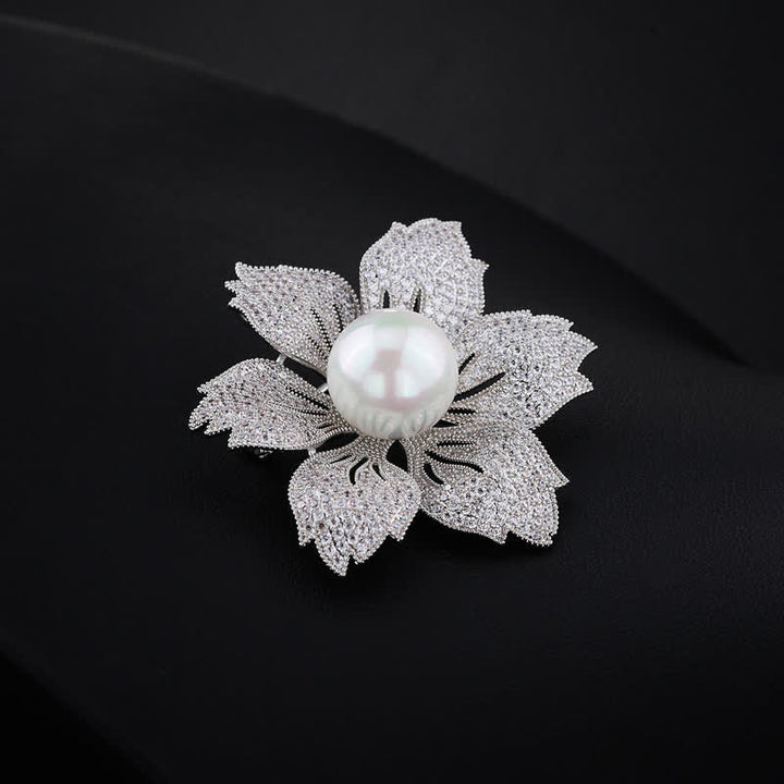Broche Bauhinia de luxe en perles brillantes pour femme