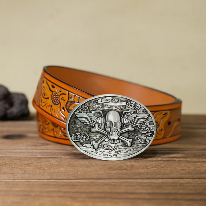 Ceinture en cuir avec boucle créative pour porte-bière en forme d'ange et de crâne pour homme