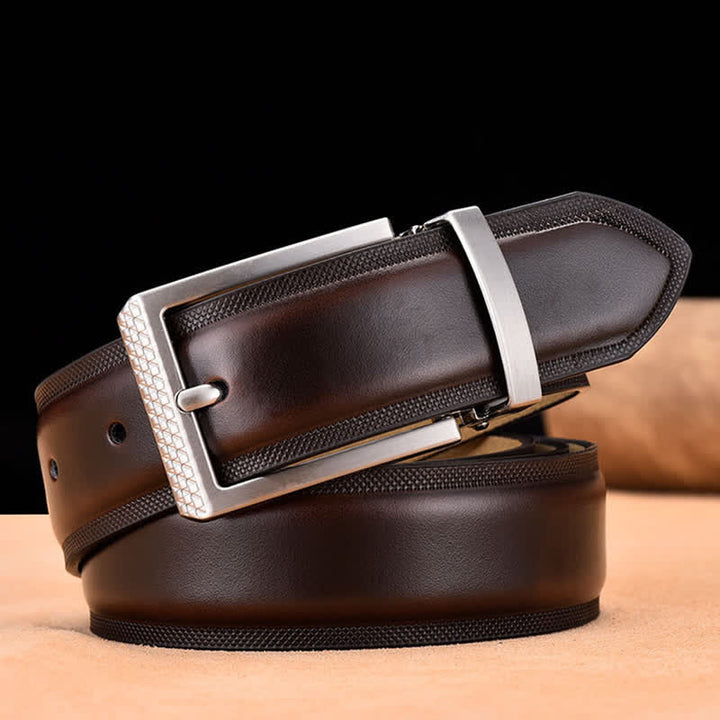Ceinture en cuir noir et argent noble pour homme