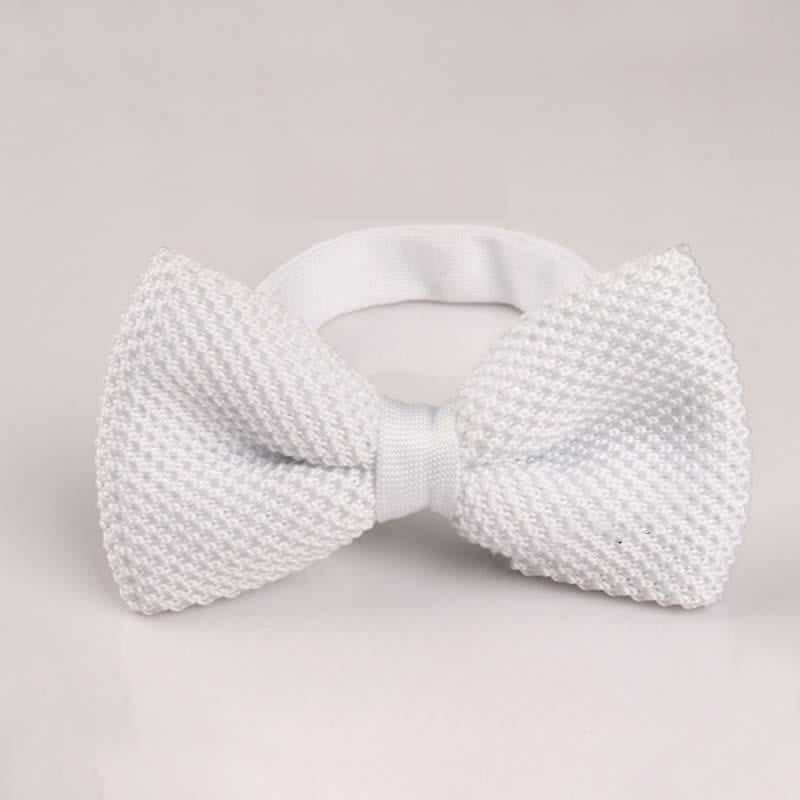 Nœud papillon tricoté double épaisseur de couleur unie pour homme