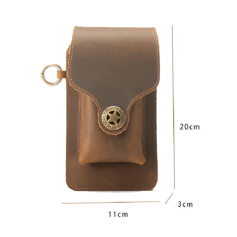 Sac ceinture en cuir pour téléphone avec boucle magnétique en forme d'étoile pour l'extérieur