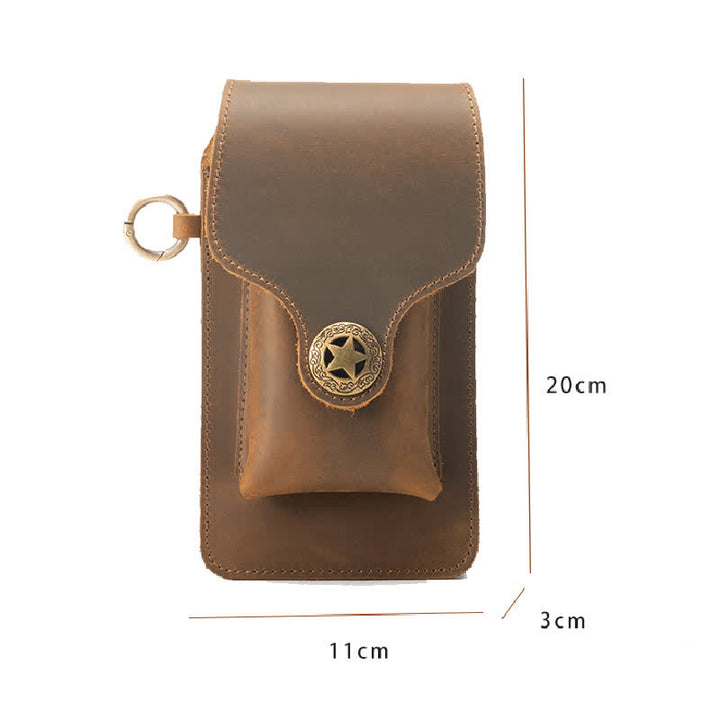 Sac ceinture en cuir pour téléphone avec boucle magnétique en forme d'étoile pour l'extérieur