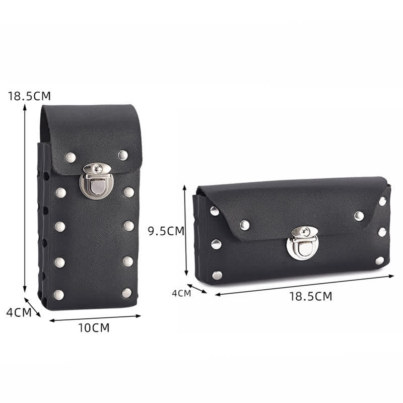 Sac ceinture en cuir pour téléphone universel avec bouton décoratif à rivets