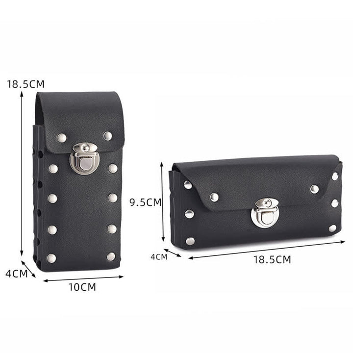 Sac ceinture en cuir pour téléphone universel avec bouton décoratif à rivets