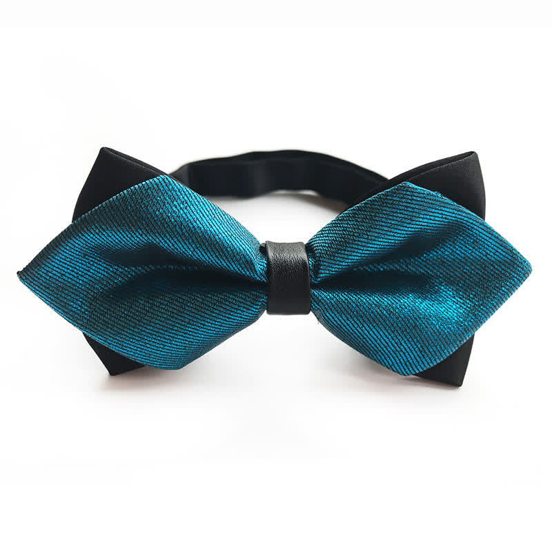 Nœud papillon pointu en sergé double épaisseur bleu sarcelle pour homme