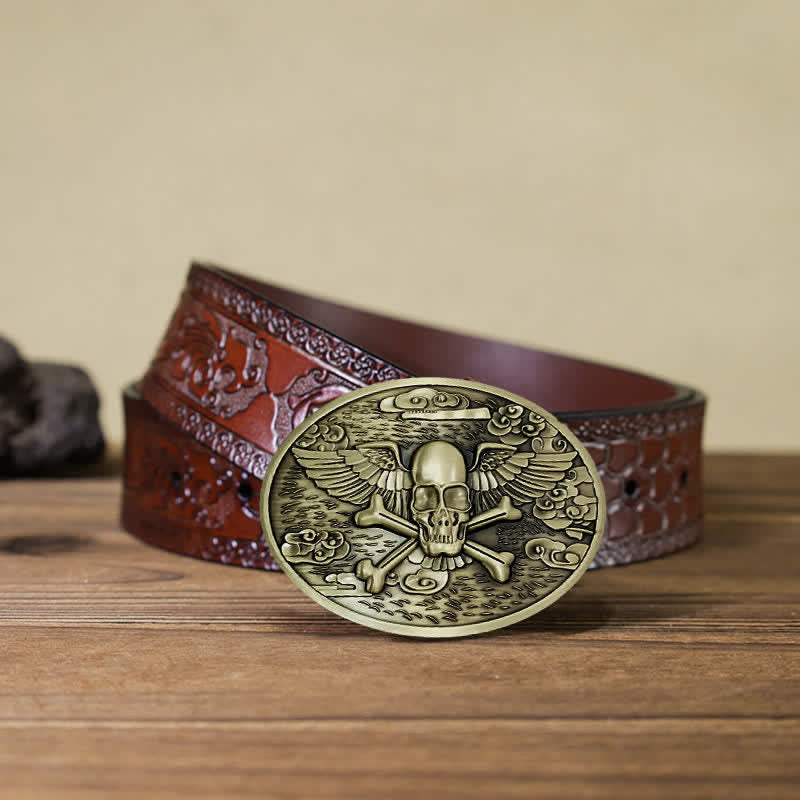 Ceinture en cuir avec boucle créative pour porte-bière en forme d'ange et de crâne pour homme