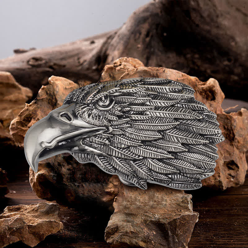 Ceinture en cuir à boucle tête d'aigle à tête blanche 3D DIY pour homme