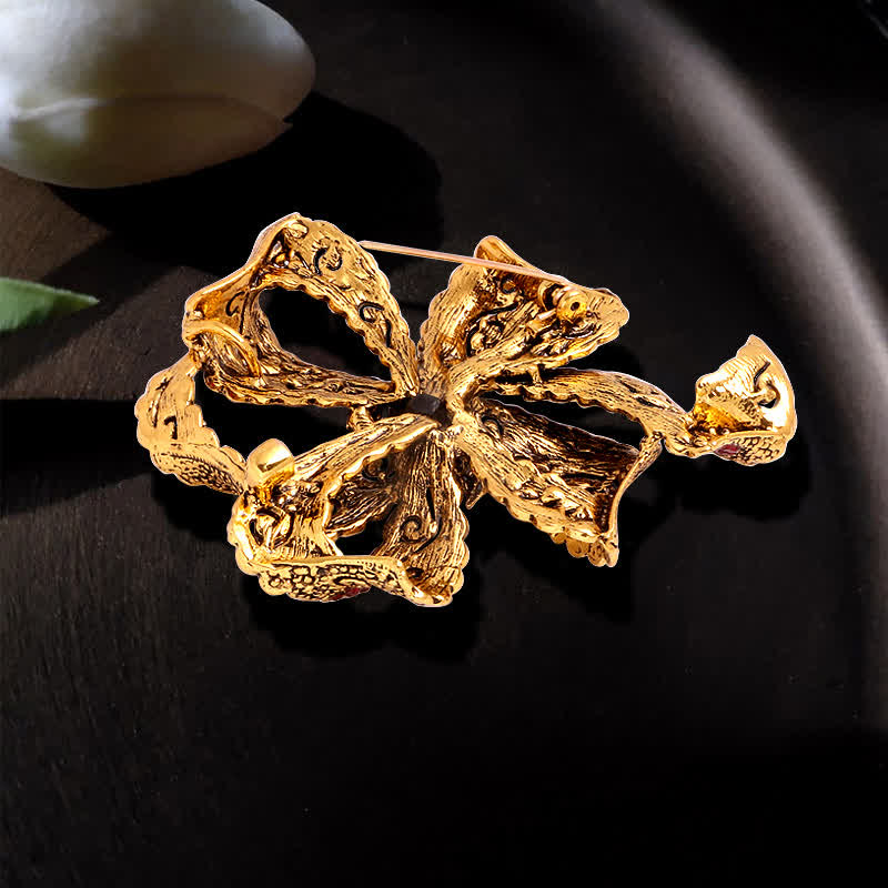 Broche en zircone pour femme avec noeud style bohème vintage