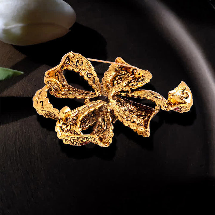 Broche en zircone pour femme avec noeud style bohème vintage