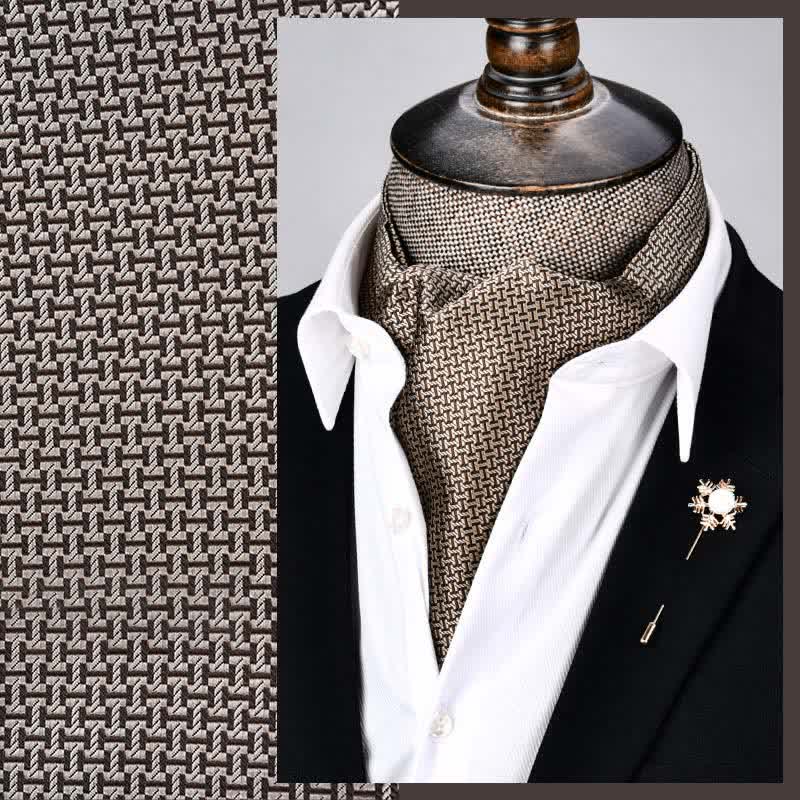 Cravate géométrique Ascot Modern Grandeur de couleur beige