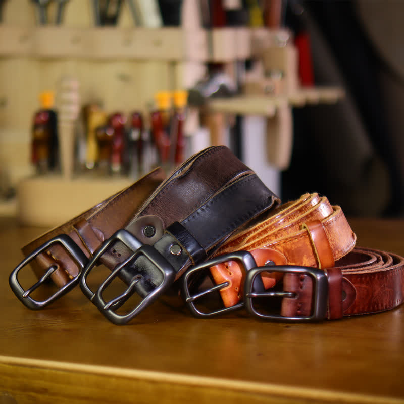 Ceinture en cuir vieilli style western pour homme