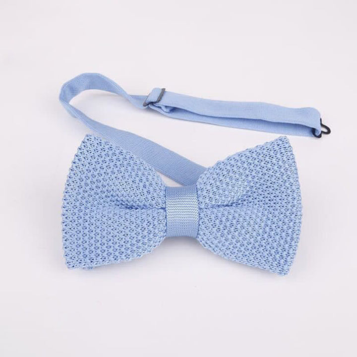 Nœud papillon tricoté double épaisseur de couleur unie pour homme