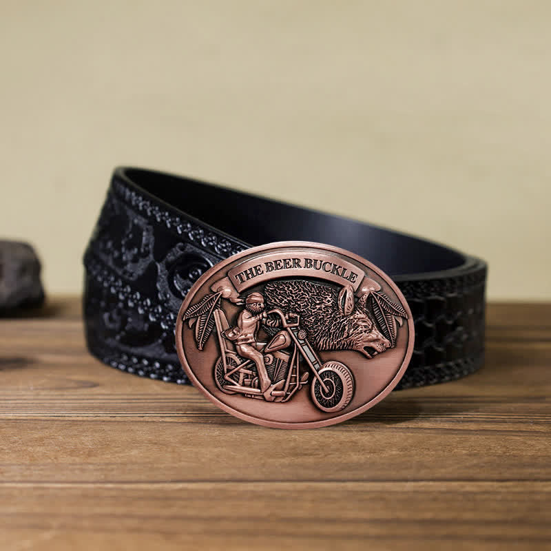 Ceinture en cuir avec boucle porte-bière créative pour moto pour homme