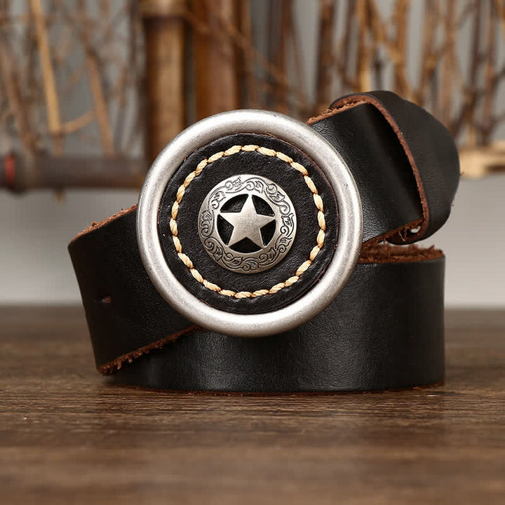 Ceinture en cuir épais vintage Pentacle pour homme