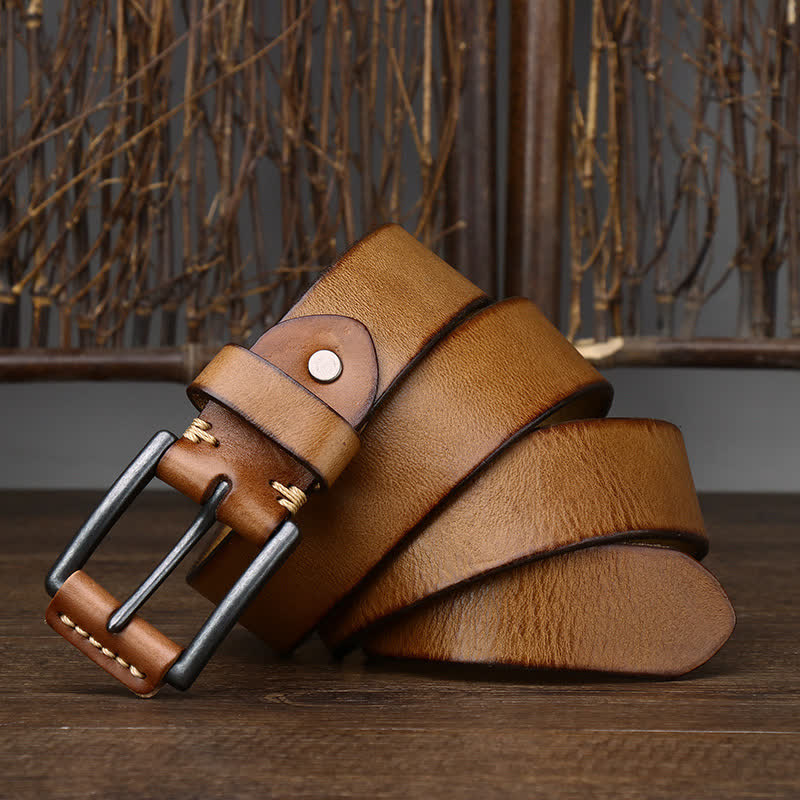 Ceinture en cuir de cowboy brillant et rétro pour homme