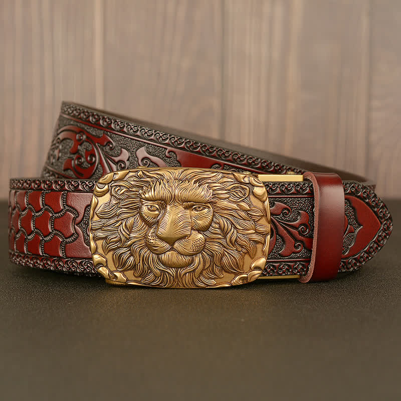 Ceinture en cuir à tête de lion pour homme Honor