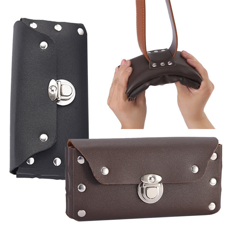 Sac ceinture en cuir pour téléphone universel avec bouton décoratif à rivets