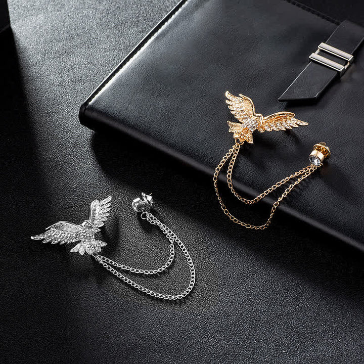 Broche chaîne aigle volant pour homme