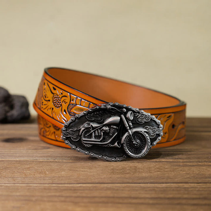 Ceinture en cuir avec boucle de moto pour homme, motif locomotive