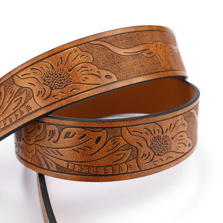 Ceinture en cuir de taureau turquoise pour homme style western cowboy