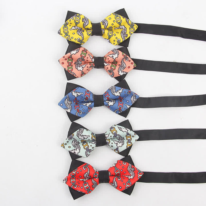 Nœud papillon pointu pour homme avec motif hippocampe