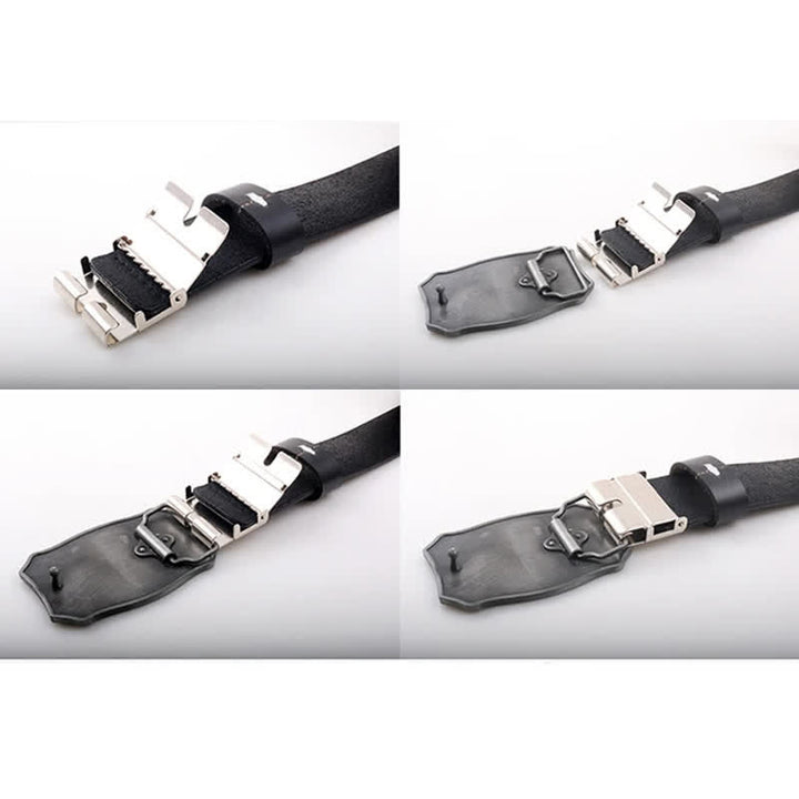 Ceinture en cuir de luxe pour homme avec drapeau américain et aigle