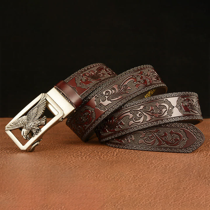 Ceinture en cuir à boucle creuse vintage pour homme