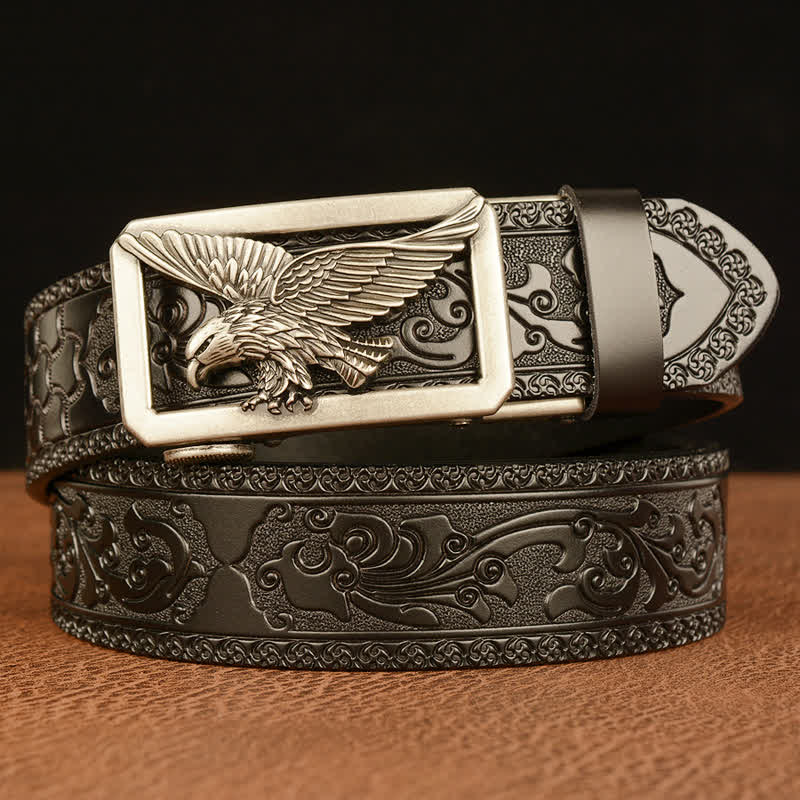 Ceinture en cuir à boucle creuse vintage pour homme
