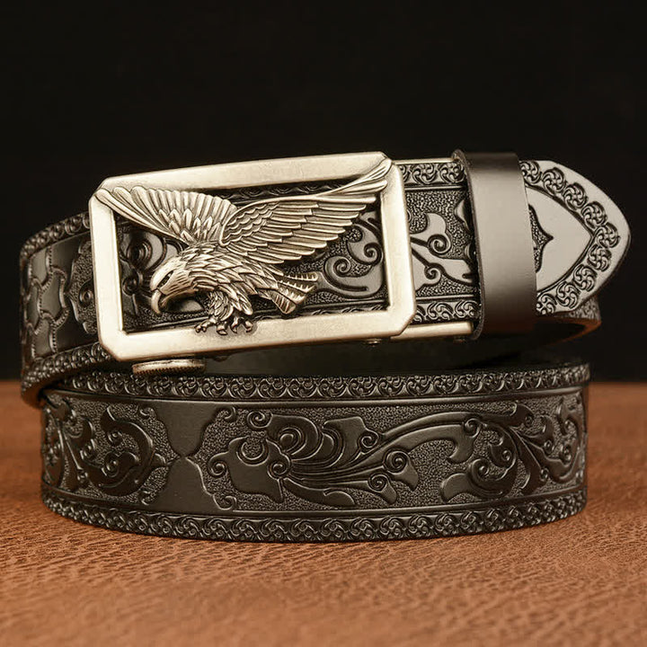 Ceinture en cuir à boucle creuse vintage pour homme