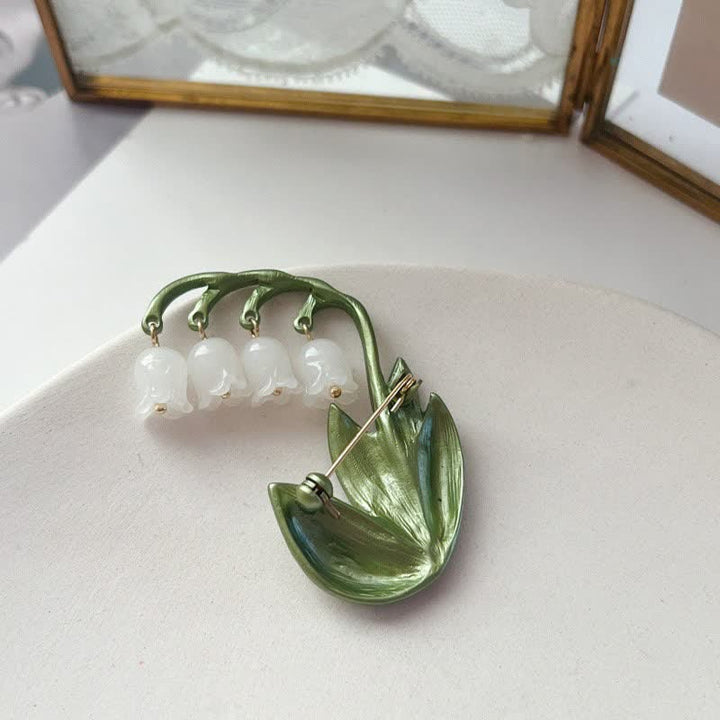 Broche muguet blanche pure pour femme