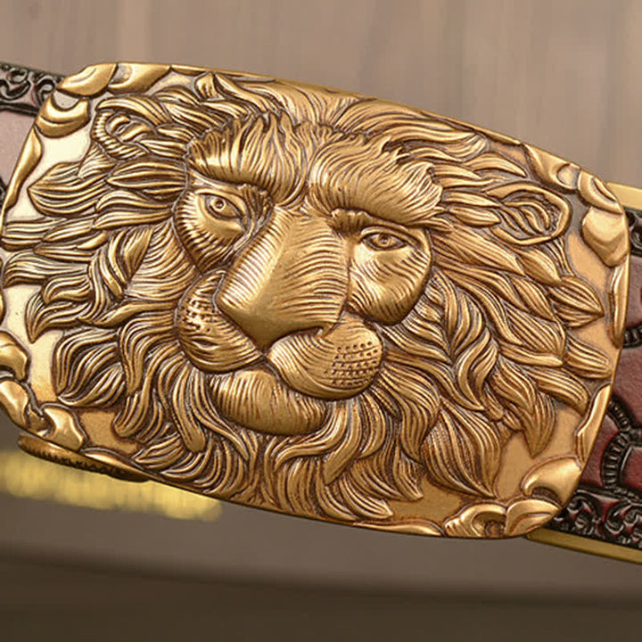 Ceinture en cuir à tête de lion pour homme Honor