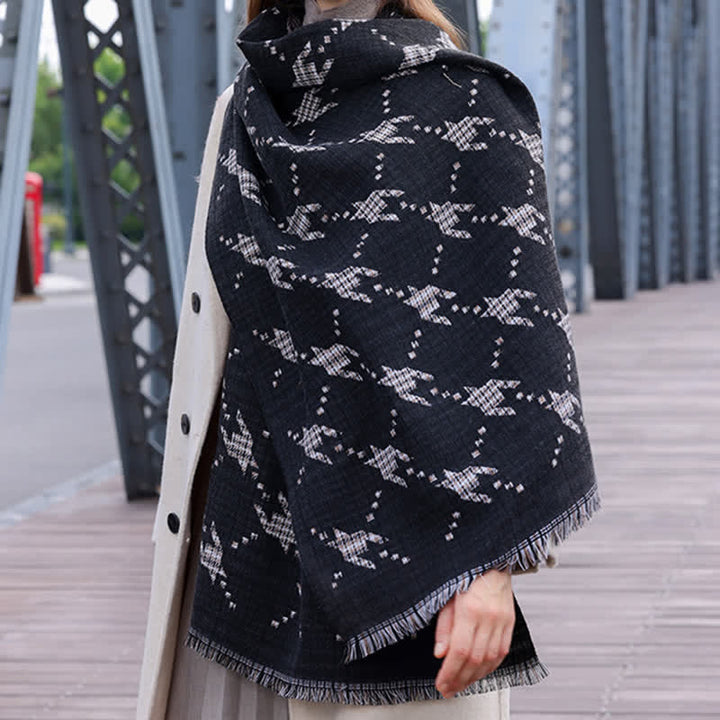 Écharpe chaude à grand châle à motif pied-de-poule pour femme