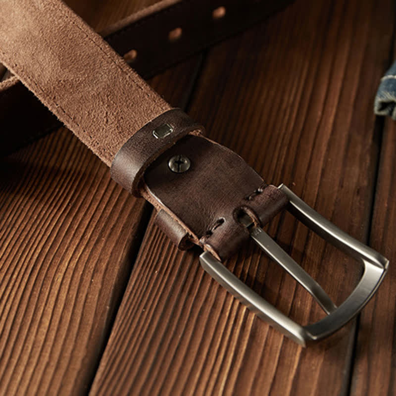 Ceinture en cuir de cow-boy texturée classique pour homme