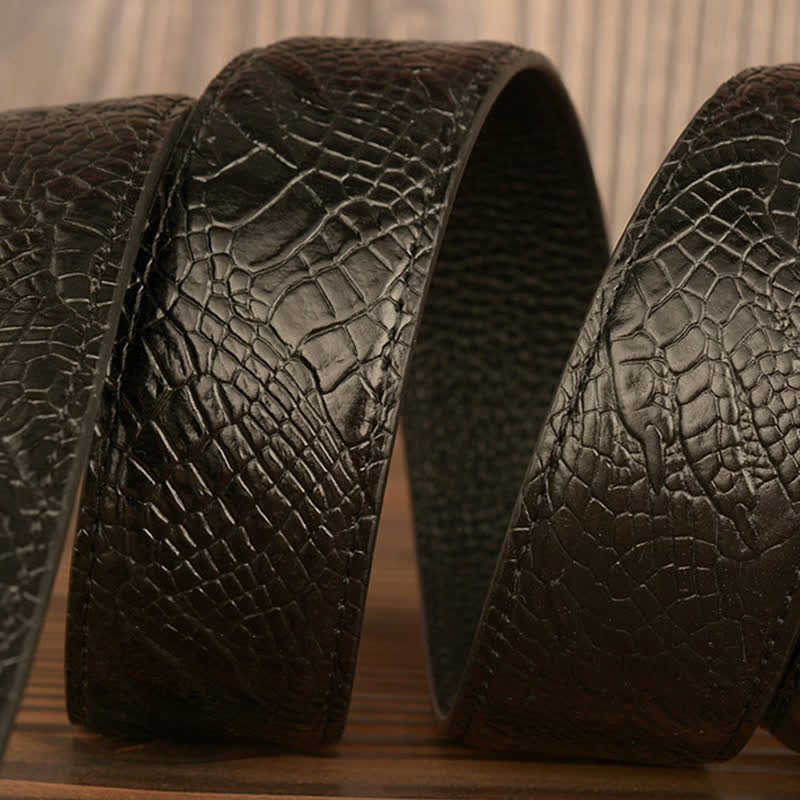 Ceinture en cuir motif crocodile pour homme, motif bœuf géant