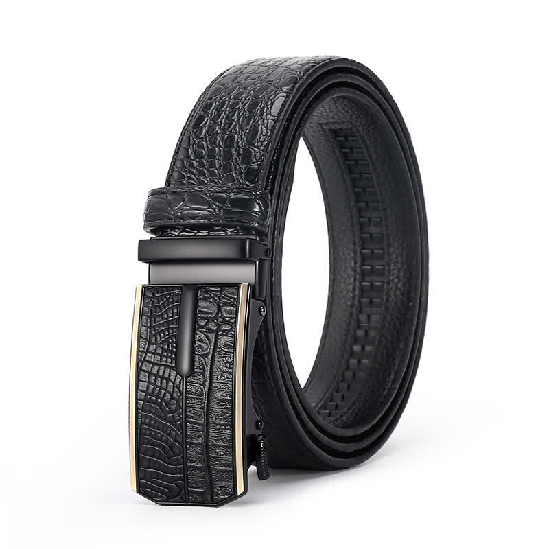 Ceinture en cuir de luxe à motif peau de crocodile pour homme
