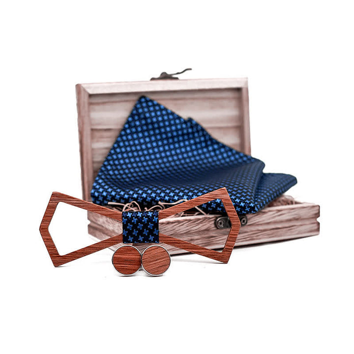 Ensemble de 3 nœuds papillon en bois sculpté creux pour hommes
